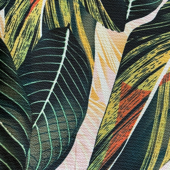 Womens Casual Loose Shirt Balloon Sleeve V-Neck Blouse Tropical Floral Sz Small - Picture 6 of 8